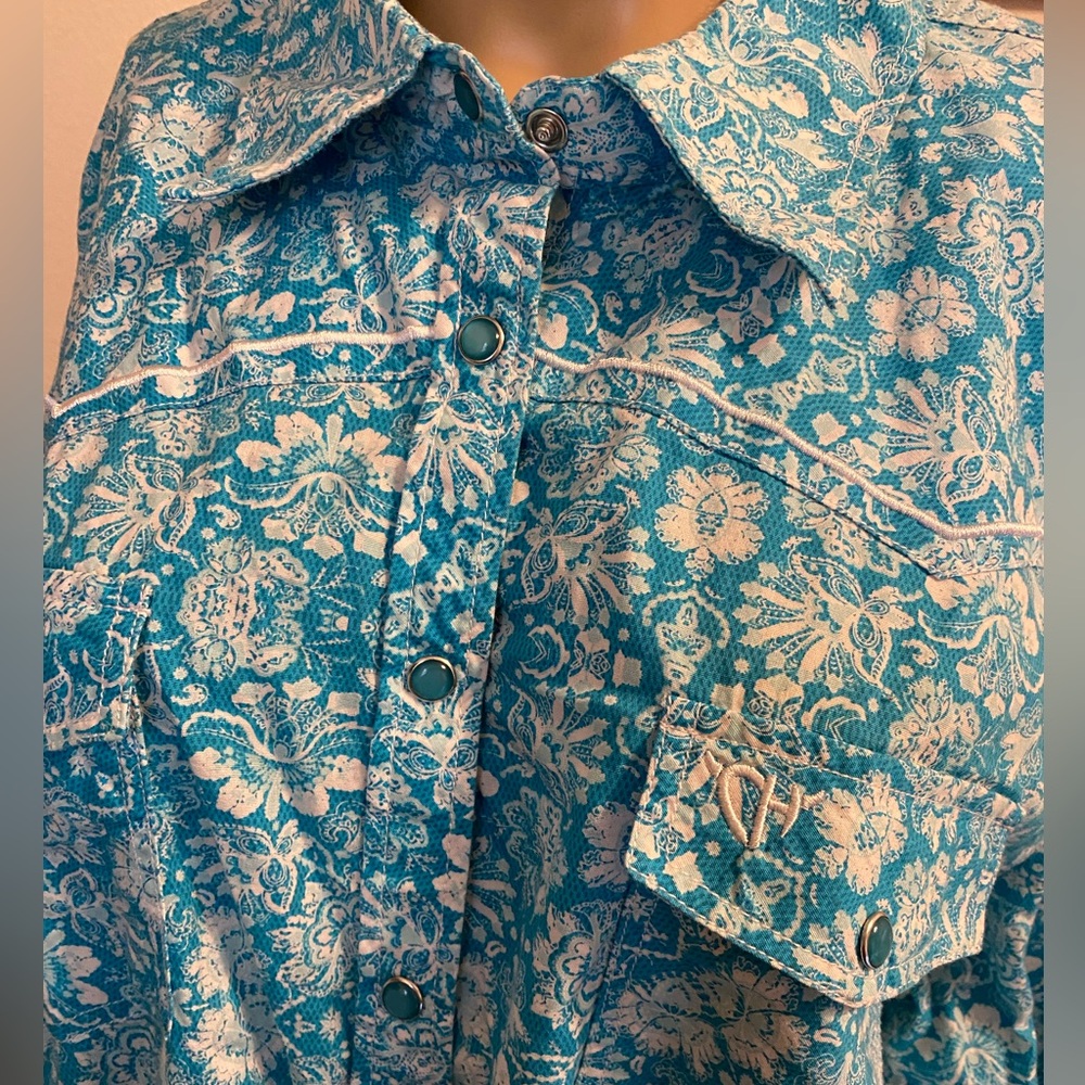 Cowgirl Hardware Western Shirt Turquoise - Picture 2 of 5